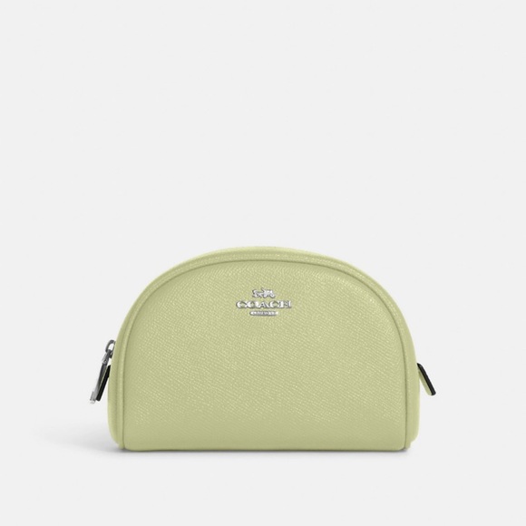 Coach Crossgrain Leather Dome Cosmetic Case MSRP $118 Pale Lime Green - Picture 1 of 6